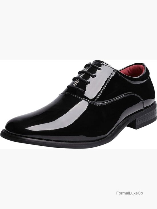Men\'s Faux Patent Leather Tuxedo Oxfords Size 11 Lace-up Derby Dress Shoes